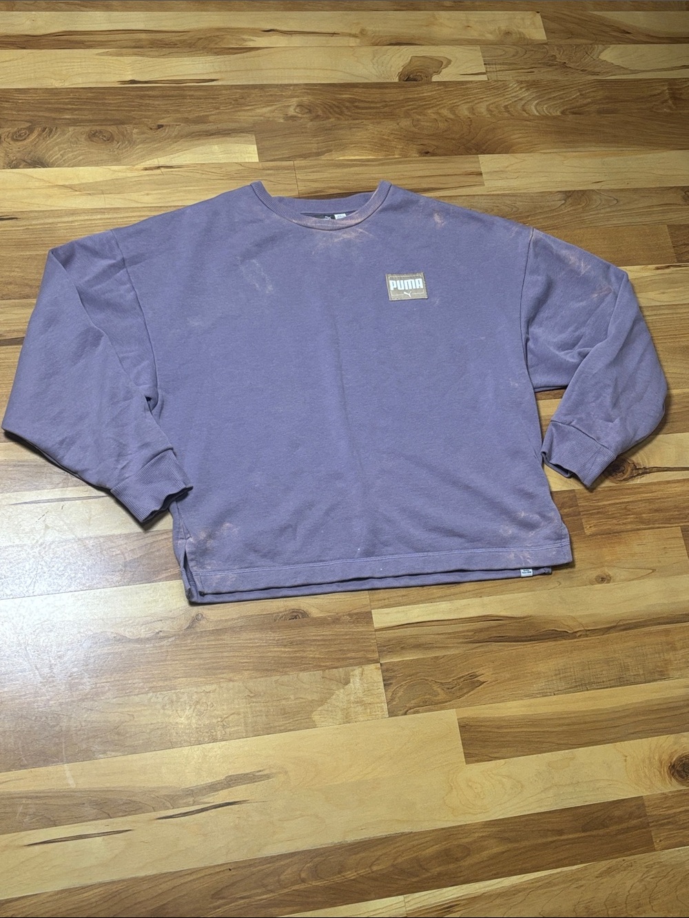 Women’s Purple PUMA Tye-Dye Crewneck Sweatshirt, Large